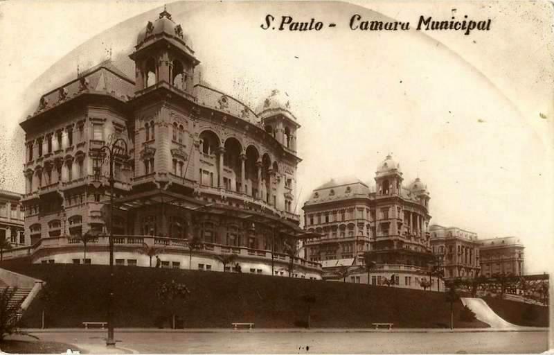 Palacetes Prates - Vale do Anhangabaú e a Antiga Câmara Municipal de São Paulo - 1910