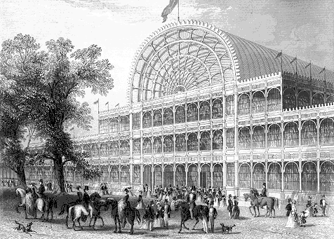 O Palácio de Cristal (1851) foi um dos primeiros edifícios a ter janelas de vidro fundido apoiadas em uma estrutura de ferro fundido